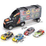 Kids Boys Simulate Container Car with 4 Pull Back Metal Cars Toy Set black