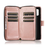 For Samsung A51 5G/A71 5G/Note 10 pro Pu Leather  Mobile Phone Cover Zipper Card Bag + Wrist Strap Rose gold