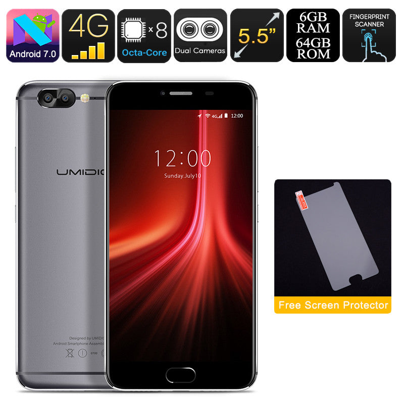 HK Warehouse UMIDIGI Z1 Android Phone - Android 7.0, Helio P20 CPU, 6GB RAM, FHD Display, 4000mAh, Dual-Cam (Gray)