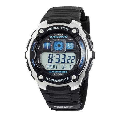 Casio AE-2000W-1AVCF Men's AE2000W-1AV Silver-Tone and Black Multi-Functional Digital Sport Watch