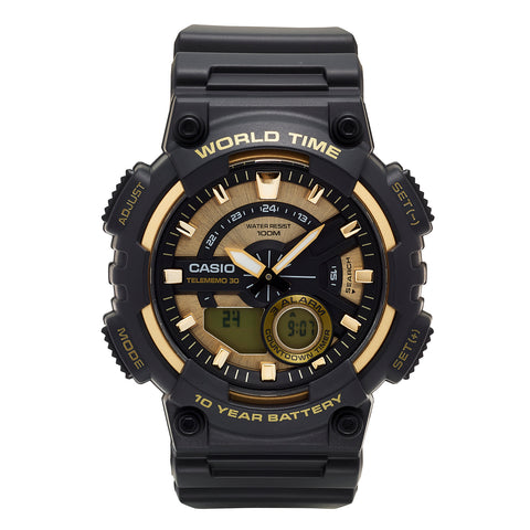 Casio Men's 'Heavy Duty' Quartz Resin Watch, Color:Black (Model: AEQ110BW-9AV)