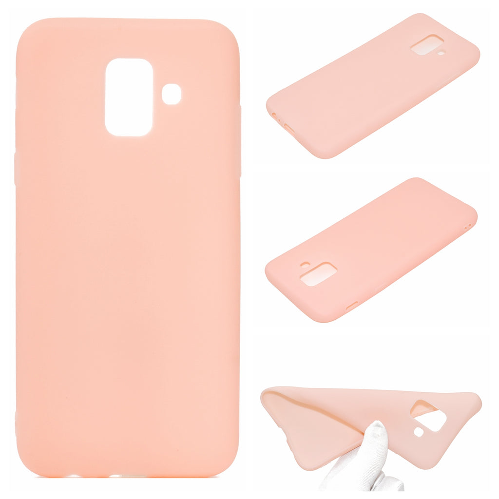 for Samsung A6 2018 Lovely Candy Color Matte TPU Anti-scratch Non-slip Protective Cover Back Case Light pink