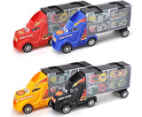 Kids Boys Simulate Container Car with 4 Pull Back Metal Cars Toy Set red