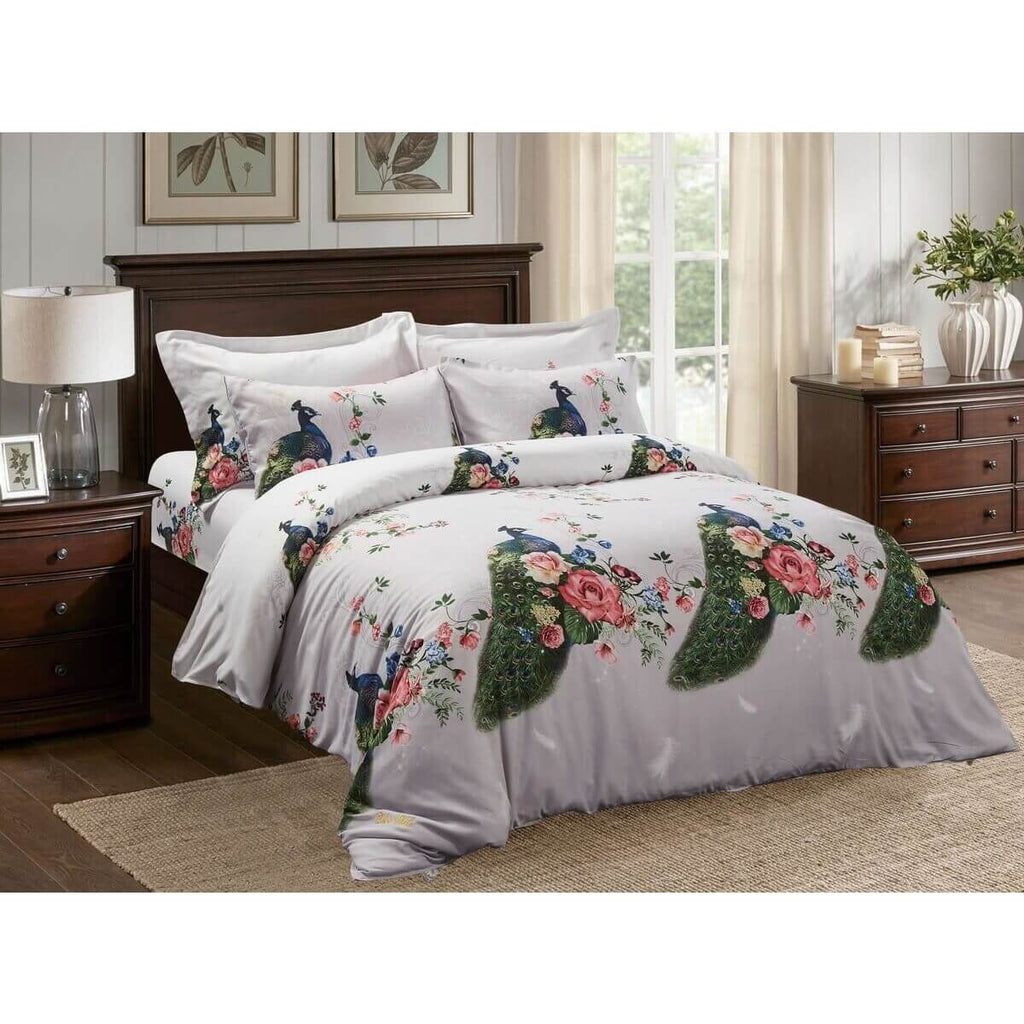 Duvet Cover Set, Pictorial Bedding, Dolce Mela - Peacock DM706