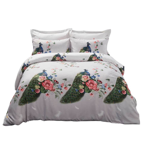 Duvet Cover Set, Pictorial Bedding, Dolce Mela - Peacock DM706