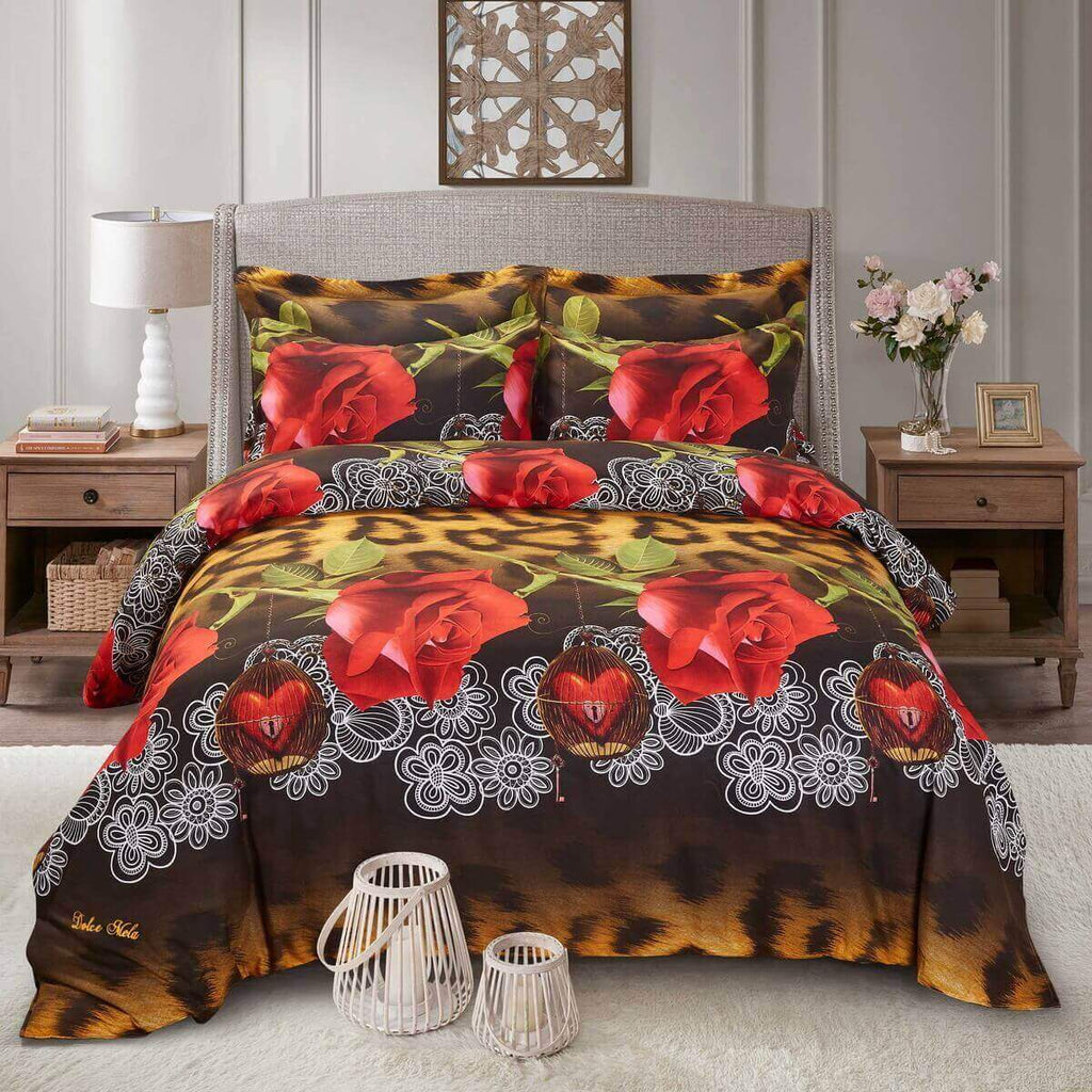 Duvet Cover Set, Floral Bedding, Dolce Mela - Passion DM709K