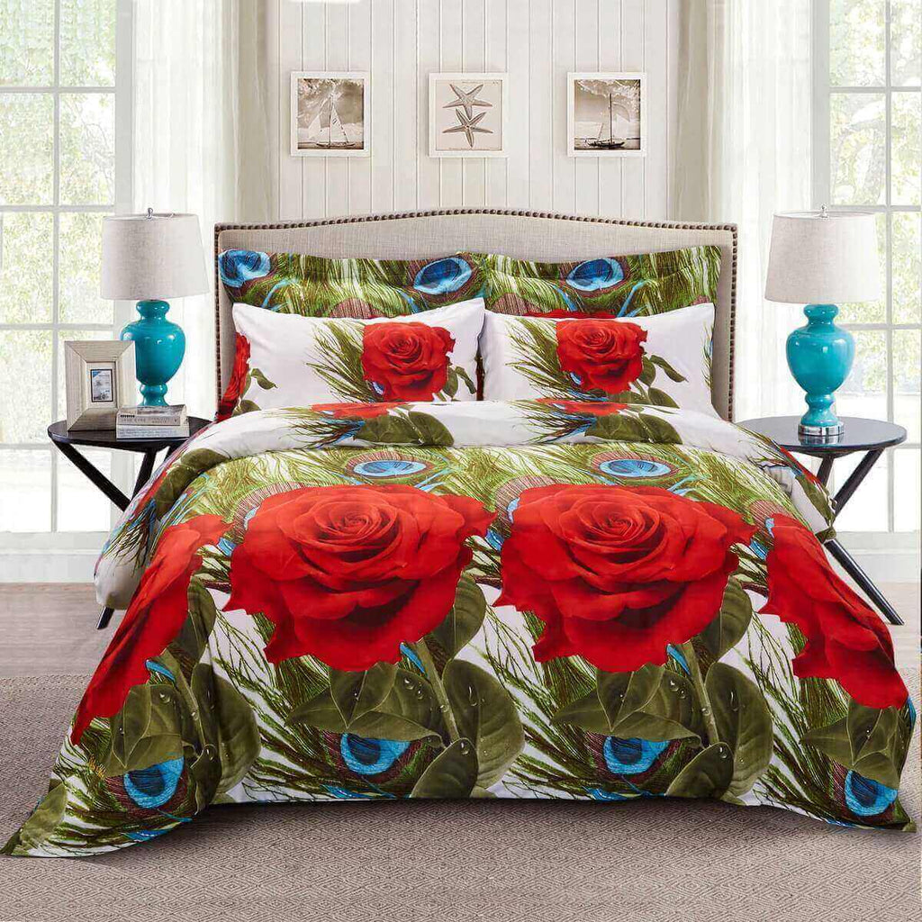 Duvet Cover Set, Floral Bedding, Dolce Mela - Romeo DM711K