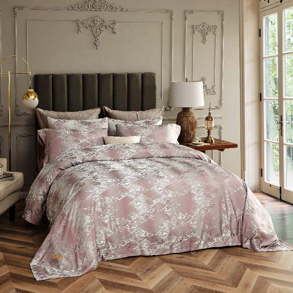 Duvet Cover Set, 6 Piece Luxury Jacquard Bedding, Dolce Mela Hollywood DM714