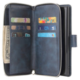 For Samsung A51 5G/A71 5G/Note 10 pro Pu Leather  Mobile Phone Cover Zipper Card Bag + Wrist Strap blue