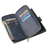 For Samsung A51 5G/A71 5G/Note 10 pro Pu Leather  Mobile Phone Cover Zipper Card Bag + Wrist Strap blue