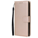 For HUAWEI PSmart 2020/Y5P/Y6P PU Leather Mobile Phone Cover with 3 Cards Slots Phone Frame Golden