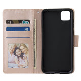 For HUAWEI PSmart 2020/Y5P/Y6P PU Leather Mobile Phone Cover with 3 Cards Slots Phone Frame Golden