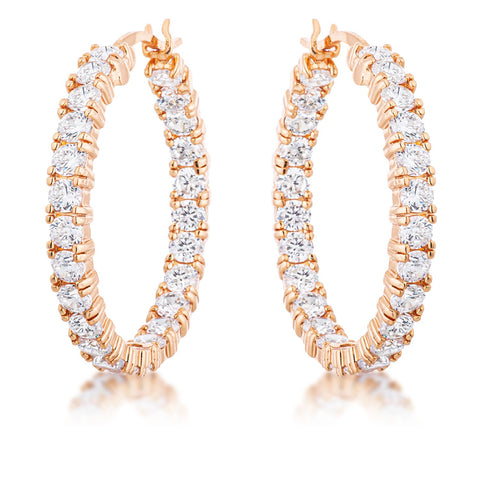 Rose Gold Plated CZ Hoop Earrings