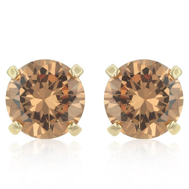 Simple Champagne Cubic Zirconia Studs