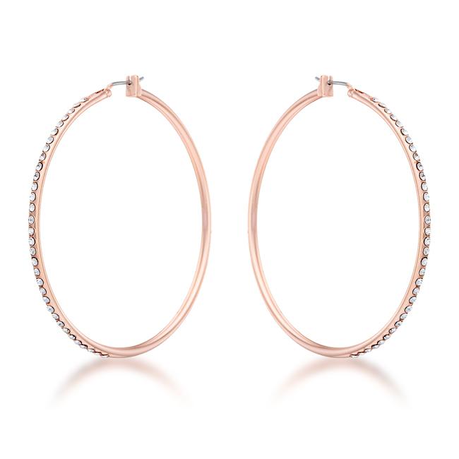 Large Rosegold Hoop Earrings with Crystals