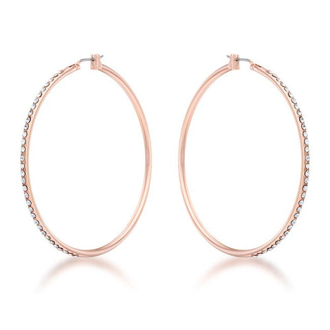 Large Rosegold Hoop Earrings with Crystals