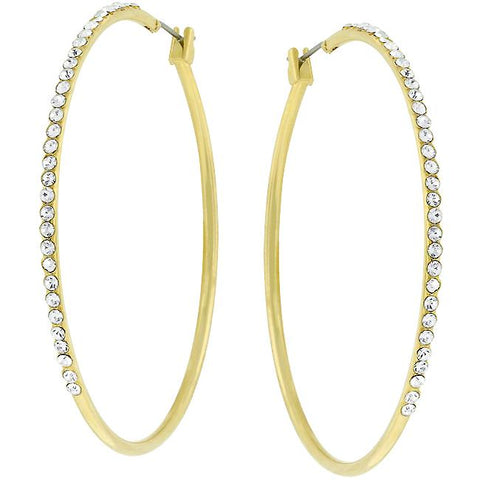 2 Inch Goldtone Crystal Hoop Earrings