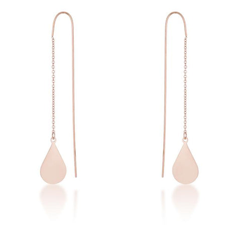 Chloe Rose Gold Stainless Steel Teardrop Threaded Drop Earrings