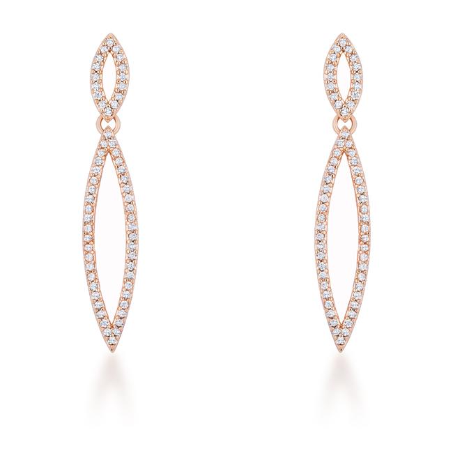 Sara 1.2ct CZ Rose Gold Delicate Double Teardrop Drop Earrings