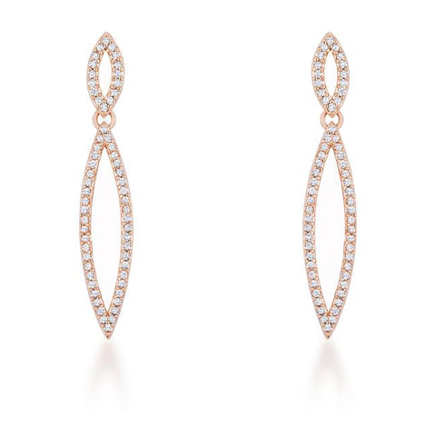 Sara 1.2ct CZ Rose Gold Delicate Double Teardrop Drop Earrings