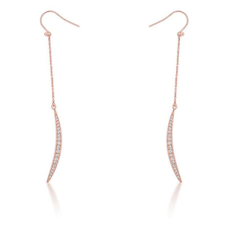 Luna 0.5ct CZ Rose Gold Delicate Moon Drop Earrings