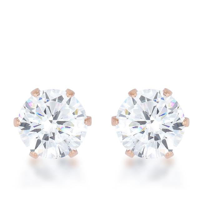 Reign 3.4ct CZ Rose Gold Stainless Steel Stud Earrings