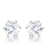 Reign 3.4ct CZ Rose Gold Stainless Steel Stud Earrings