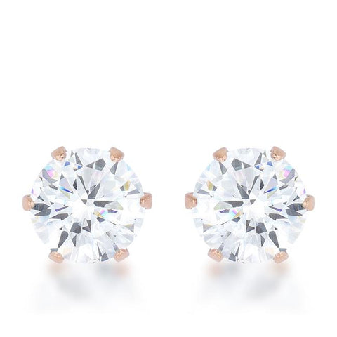 Reign 3.4ct CZ Rose Gold Stainless Steel Stud Earrings