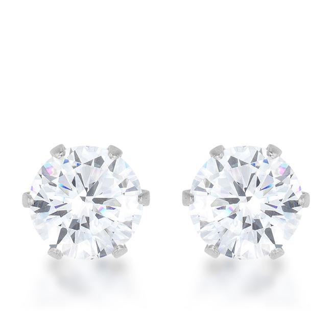 Reign 3.4ct CZ Rhodium Stainless Steel Stud Earrings