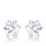 Reign 3.4ct CZ Rhodium Stainless Steel Stud Earrings