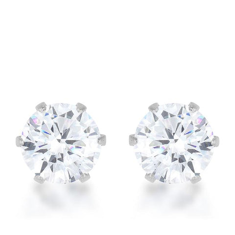 Reign 3.4ct CZ Rhodium Stainless Steel Stud Earrings