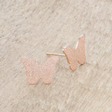 Jess Glittery Butterfly Rose Gold Stud Earrings