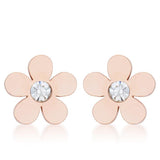 Daisy 0.3ct CZ Rose Gold Stainless Steel Flower Stud Earrings