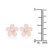 Daisy 0.3ct CZ Rose Gold Stainless Steel Flower Stud Earrings