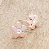 Daisy 0.3ct CZ Rose Gold Stainless Steel Flower Stud Earrings