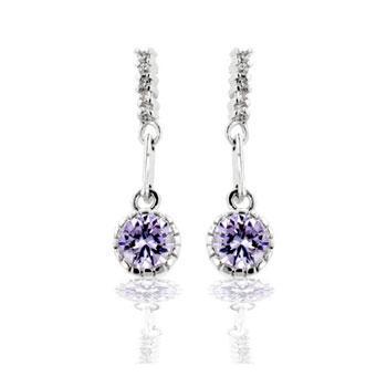 Lavender Cubic Zirconia Dangle Earrings