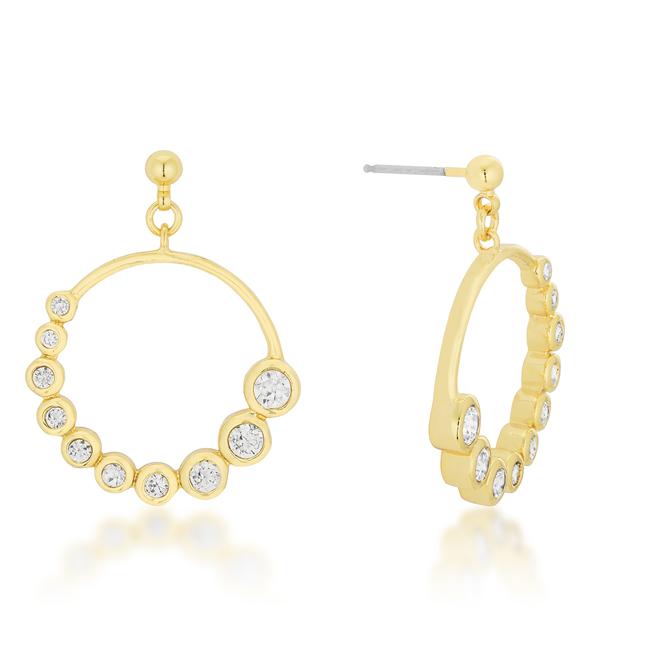 Golden Graduated Cubic Zirconia Circle Earrings