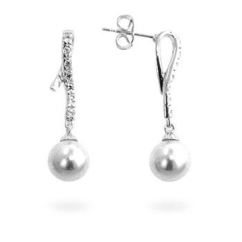 Pearl Cubic Zirconia Dangle Earrings