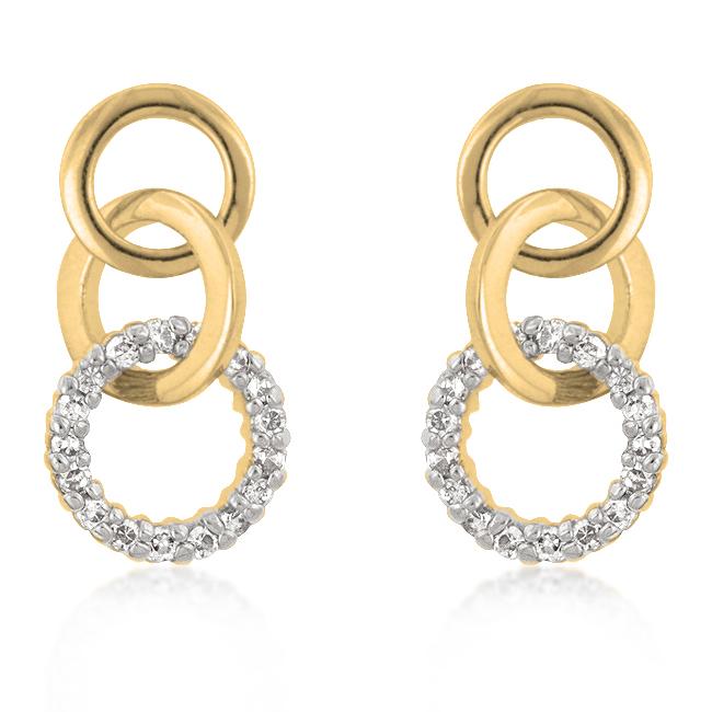 Goldtone Finish Triplet Hooplet Earrings