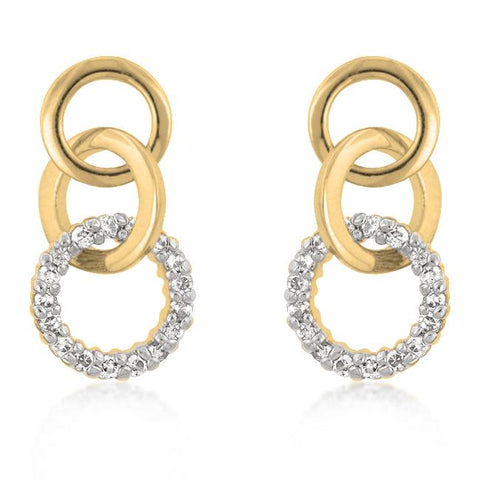 Goldtone Finish Triplet Hooplet Earrings