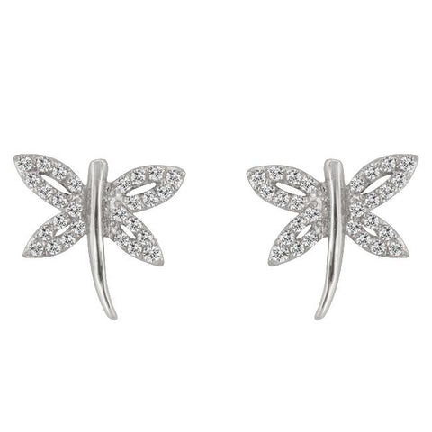 Cubic Zirconia Dragonfly Earrings