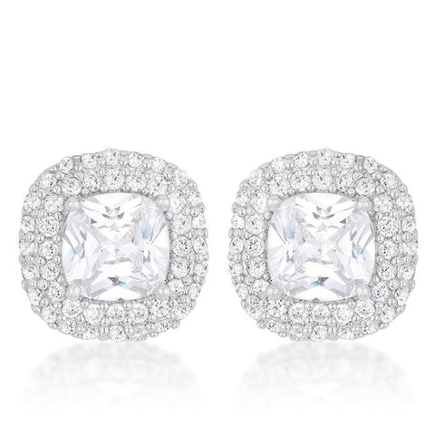 Cushion Pave Stud Earrings