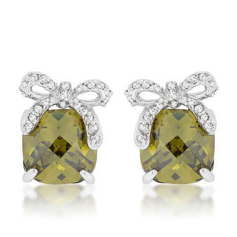 Olivine Drop Earrings with Bow