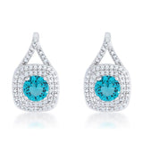 Christal 2.3ct Aqua CZ Rhodium Classic Drop Earrings