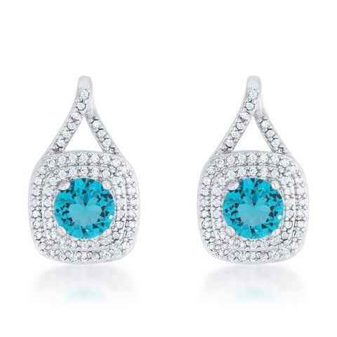 Christal 2.3ct Aqua CZ Rhodium Classic Drop Earrings