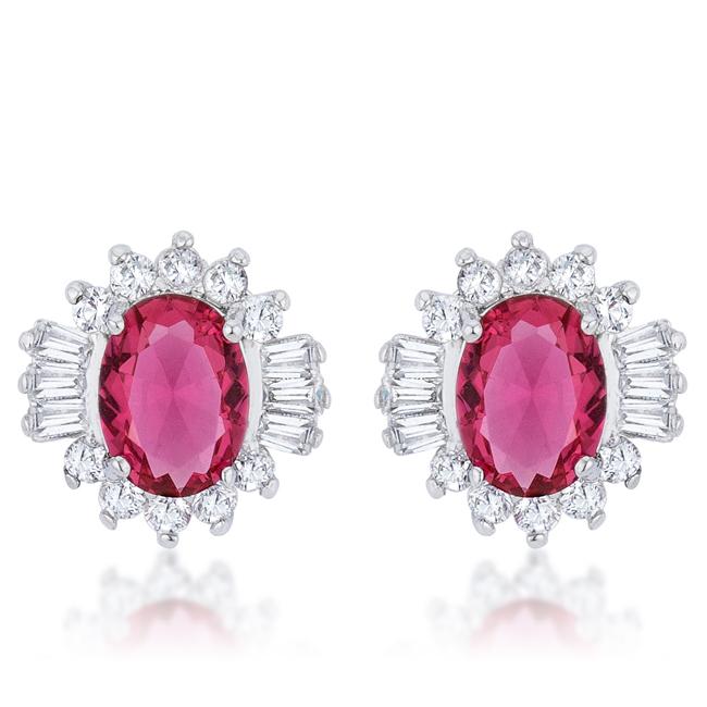 Chrisalee 3.3ct Ruby CZ Rhodium Classic Stud Earrings