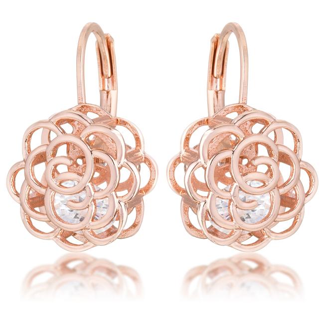 Maya 1.5ct CZ Rose Gold Rose Drop Earrings