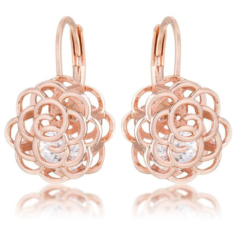 Maya 1.5ct CZ Rose Gold Rose Drop Earrings