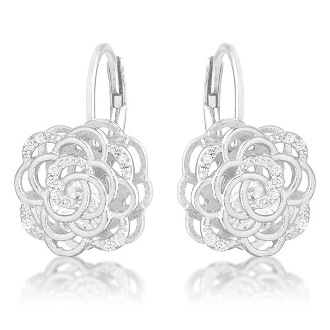 Maya 1.5ct CZ Rhodium Rose Drop Earrings