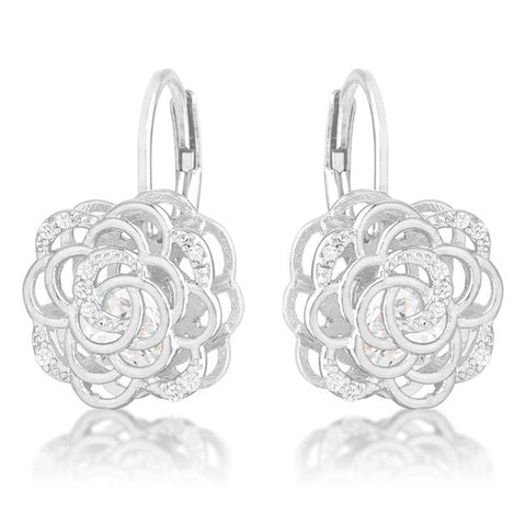 Maya 1.5ct CZ Rhodium Rose Drop Earrings